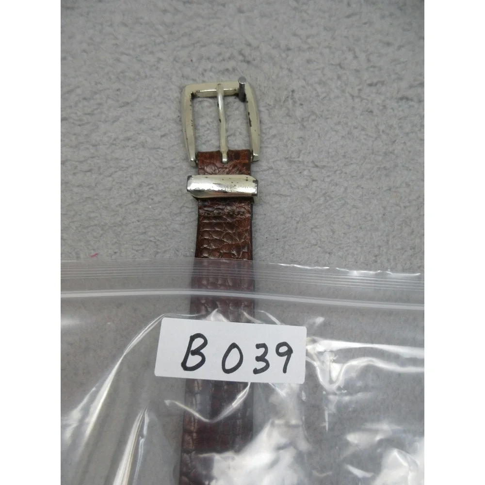 Onyx By Brighton Leather Belt Mens 34 Brown Croc Embossed Silver Tip Western USA